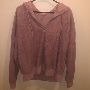 Pink fluffy zip up